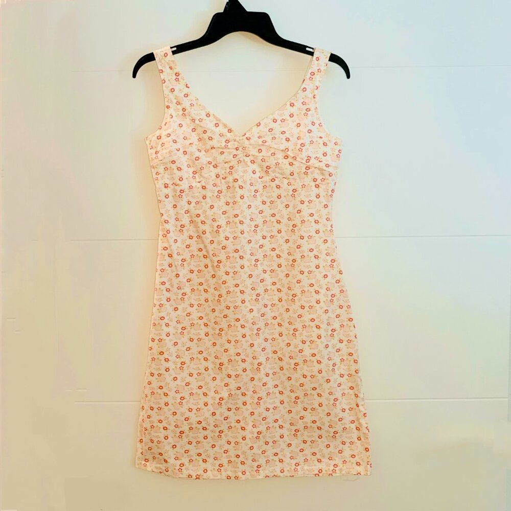 New Free People Weathervane Pink Above Knee Floral Sleeveless Mini Dress Small